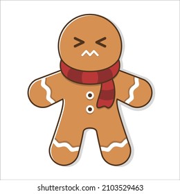 Flat Illustration Annoyed Gingerbread Man