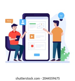 Eine flache Illustration von app wireframe, Premium-Vektorgrafik 