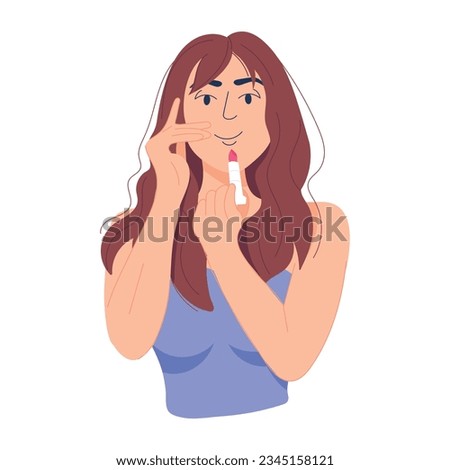 Flat illustration of applying lipstick 