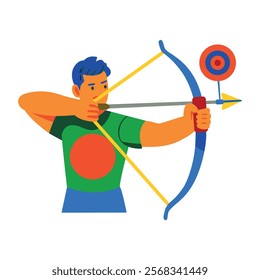 Flat illustration of an archery player