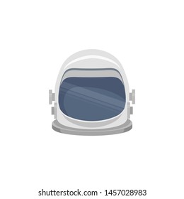 Flat illustration of an astronaut helmet. Front view. Space tourism. The object is separate from the background. Vector element for your creativity.