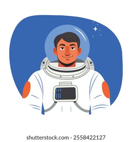 A flat illustration of an astronaut in space 

