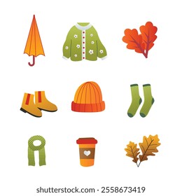 Flat illustration autumn celebration elements collection