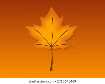 Flat illustration of an autumn maple leaf on warm background. Ideal for fall season themes, nature concepts, seasonal design, and minimal graphic illustrations.