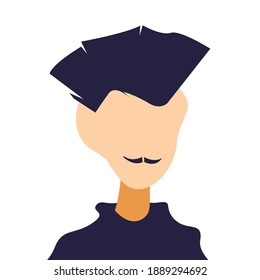 flat illustration avatar punk guy with a cool mustache