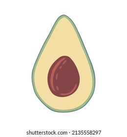 Ilustración plana de fruto de aguacate. Icono del vector aislado en fondo blanco.