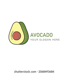 flat illustration of avocado and logo used for print, app, web, advertising, etc