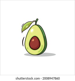 Ilustración plana avocado en dos partes sobre fondo blanco	
