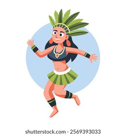 A flat illustration of an aztec dancer 