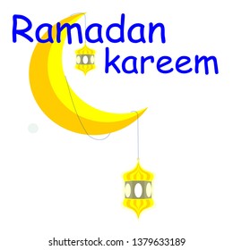 Flat illustration of the background of modern Ramadan Kareem with the Moonlight and lanterns - Vector. beautiful greeting card.