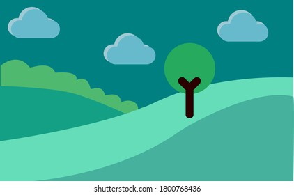 Flat Illustration Background Natural Scene