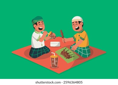 Flat Illustration Background of Picnic Breaking Fast with Friends
