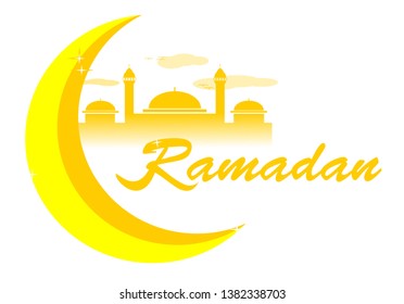 
Flat illustration Background of Ramadan Kareem with Moonlight and mosque, beautiful greeting cards.