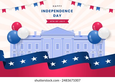 Flat illustration background for United States of America Independence Day celebration 4th of July