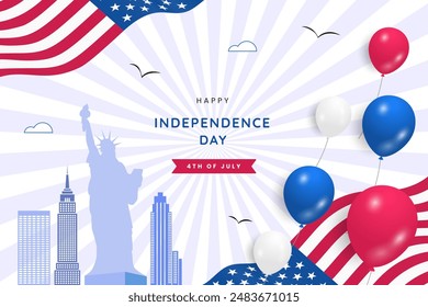 Flat illustration background for United States of America Independence Day celebration 4th of July