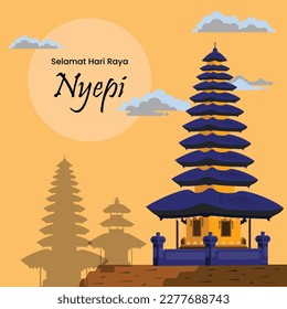 Ilustración plana del silencio de los días de Bali. Concepto y plantilla de diseño de Nyepday