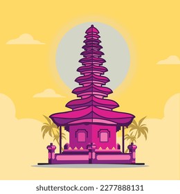 Flat illustration of Bali silence day for template or banner. Hari Raya Nyepi
