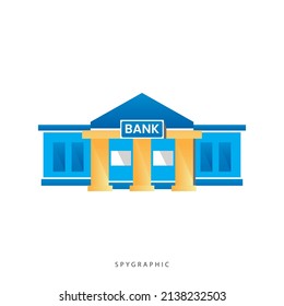 flat illustration bank building suitable for use in all kinds of media