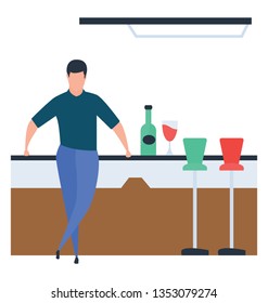 Flat illustration of bar, drink corner concept 