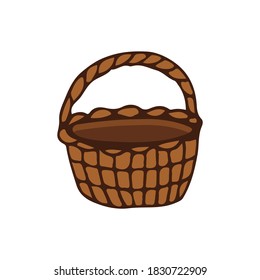 Ilustración plana de la cesta en vector. Ilustración colorida de la cesta del doodle en vector