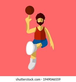 flat illustration of basketball player. simple background