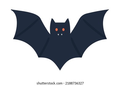 Ilustración plana de un murciélago aislado en blanco. Halloween y el místico bosque