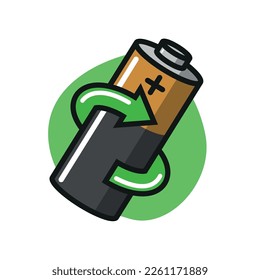flache Abbildung des Batterierecyclings

