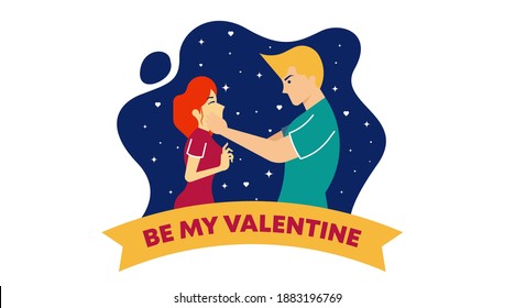 Flat Illustration of Be My Valentine Vector. Be My Valentine Background Vector.