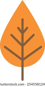 Flat illustration of a beautiful brown or orange tree leaf. Withered autumn leaf.