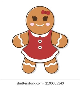 Flat Illustration Beautiful Gingerbread Girl