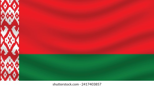Flat Illustration of Belarus flag. Belarus national flag design. Belarus Wave flag. 
