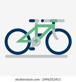 Flat illustration bicycle with green color