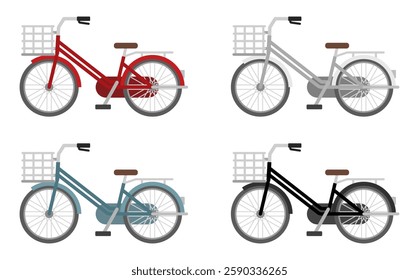 Flat illustration: bicycle side set