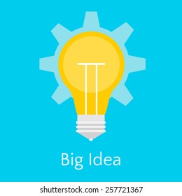Flat illustration of Big Idea. Big Idea lamp on blue background.