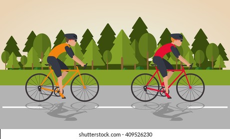 Flat illustration of bike lifesyle design