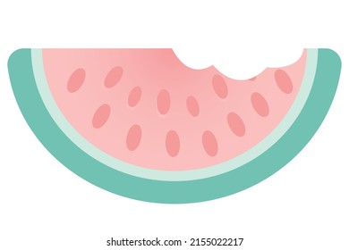 Flat illustration of bitten piece of watermelon