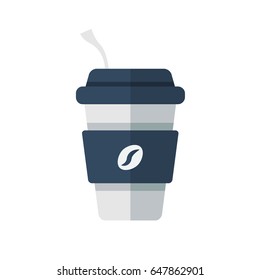 Flat illustration of a black coffee cup