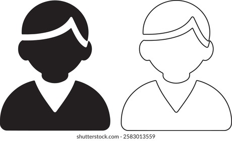 Flat illustration in black color. User profile, avatar, gender neutral silhouette, person icon, profile picture. Suitable for social media profiles, icons, screensavers and as a template.