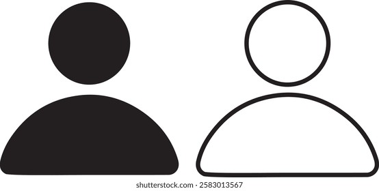 Flat illustration in black color. User profile, avatar, gender neutral silhouette, person icon, profile picture. Suitable for social media profiles, icons, screensavers and as a template.