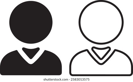 Flat illustration in black color. User profile, avatar, gender neutral silhouette, person icon, profile picture. Suitable for social media profiles, icons, screensavers and as a template.