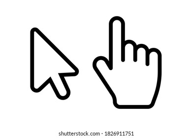 Ilustración plana con cursor negro para el diseño del sitio. Fondo blanco. Ilustración vectorial.