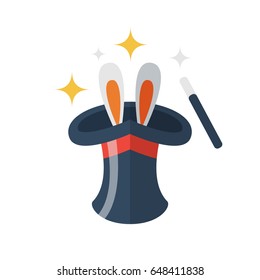 Flat illustration of a black magic hat