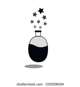 
Flat illustration: black siluzh potions "abyss" with a scattering of black stars