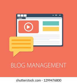 Flat illustration of Blog Management․ Modern Vector Icon. Blogging, Management, Online Blog. Content Management. Creative Writing