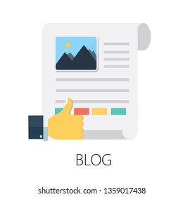 Flat illustration of Blog Management․ Modern Vector Icon. Blogging, Management, Online Blog. Content Management. Creative Writing