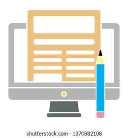 Ilustración plana de la Gestión de Blogs ․ Icono Vector Moderno. Blogueo, Gestión, Blog Online. Administración de contenido. Escritura creativa