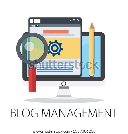 Flat illustration of Blog Management․ Modern Vector Icon. Blogging, Management, Online Blog. Content Management. Creative Writing