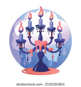 A flat illustration of bloody candleholder