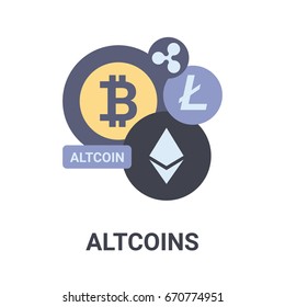 Flat illustration of a blue alt coins symbol