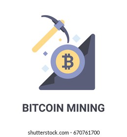 Flat illustration of a blue bitcoin mining icon
